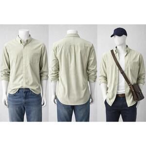Y2K Calvin Klein Men’s Long Sleeve Button-Down  xl Dress Shirt Green Pinstripe